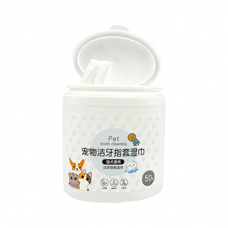 Lingettes jetables de nettoyage des dents pour animaux de compagnie Finger Sleeve Design Dog Oral Care Supplies