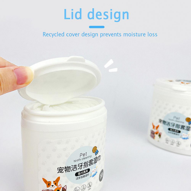 Lingettes jetables de nettoyage des dents pour animaux de compagnie Finger Sleeve Design Dog Oral Care Supplies