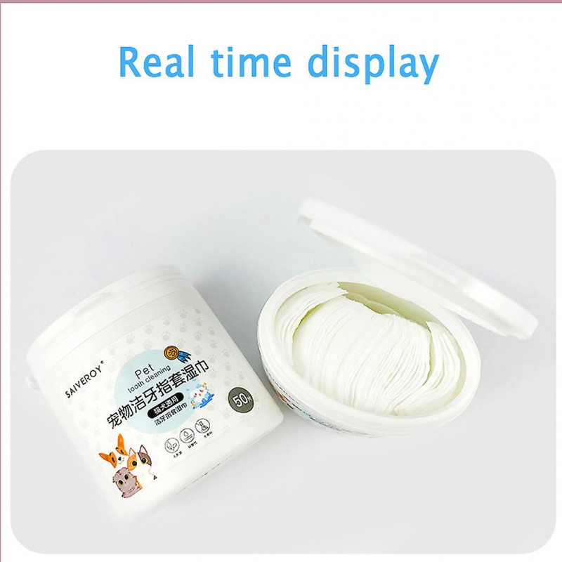 Lingettes jetables de nettoyage des dents pour animaux de compagnie Finger Sleeve Design Dog Oral Care Supplies