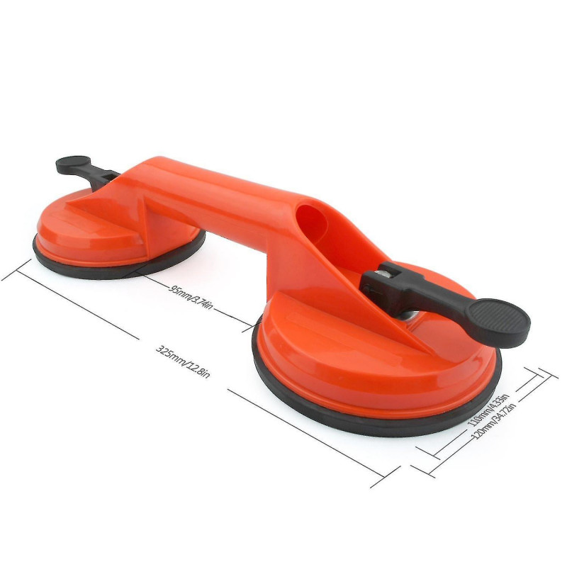 1x Suction Cup Handle, Suction Cup Lifting Capacity 60kg, Double Glass Suction Cup With 2 Suction Cups Orange