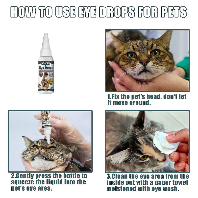 Gouttes ophtalmiques pour animaux de compagnie - Nettoyage universel, élimination des taches lacrymales pour chats [...]