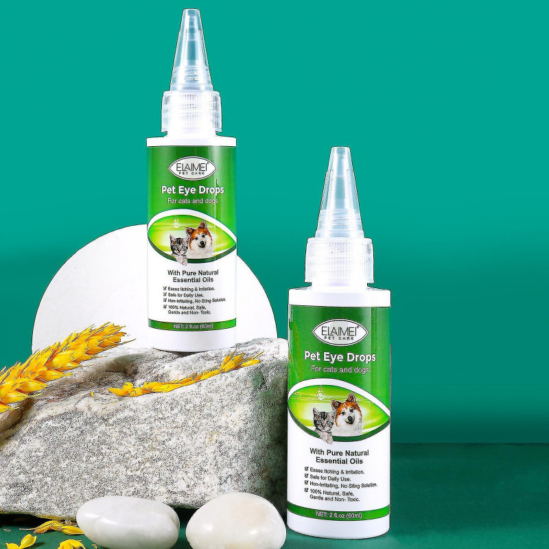 2x Elaimei Pet Eye Drops pour enlever les marques de larmes pour soulager les démangeaisons oculaires Chien Chat [...]