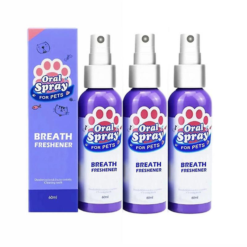 3pcs Pet Spray Chien Soins bucco-dentaires Mauvaise haleine Dents Nettoyage Rappel d’haleine Détacheur de plaque