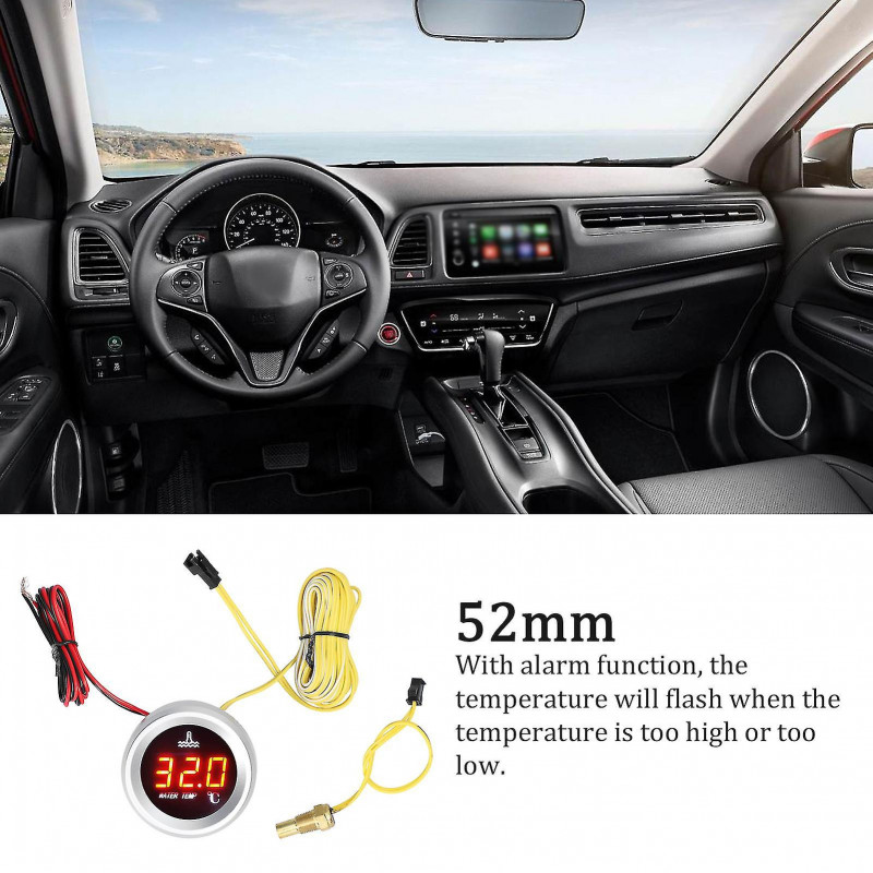 2024 52mm Water Temperature Gauge Car Digital Meter Led Display 9-36v With Temperature Sensor Alarm Function 2024 52mm Water Temperature Gauge Car Digital Meter Led Display 9-36v With Temperature Sensor Alarm Function