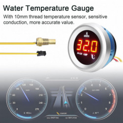2024 52mm Water Temperature Gauge Car Digital Meter Led Display 9-36v With Temperature Sensor Alarm Function