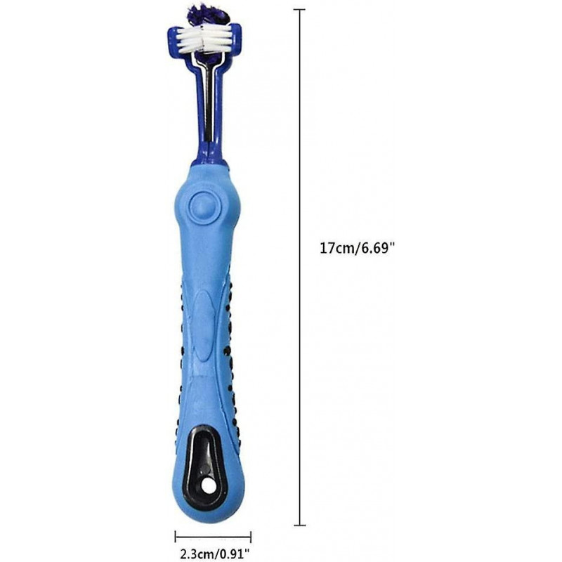 3 Pieces Dog Toothbrush For Pet Dental Care, Triple Head Toothbrush, Ergonomic Handle For Easy Oral 3 Pieces Dog Toothbrush For Pet Dental Care, Triple Head Toothbrush, Ergonomic Handle For Easy Oral
