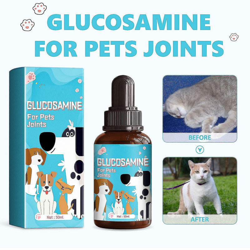 Gouttes de glucosamine pour animaux de compagnie, supplément de santé pour le soutien des hanches et des [...]