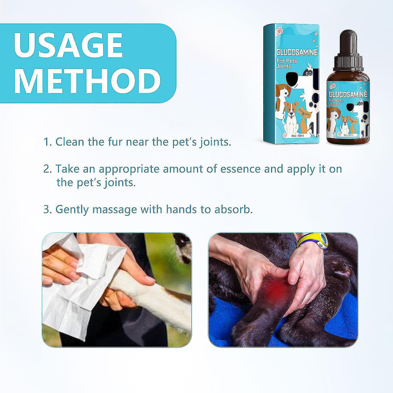 Gouttes de glucosamine pour animaux de compagnie, supplément de santé pour le soutien des hanches et des [...]