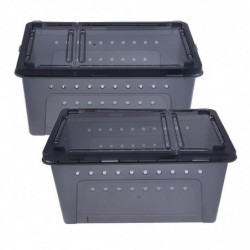 2pcs Pet Reptile Spider Breeding Box Transport Case Feeding Hatching Tank