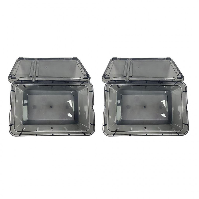2pcs Plastic Reptile Breeding Box Spider Feeding Hatching Tank Black