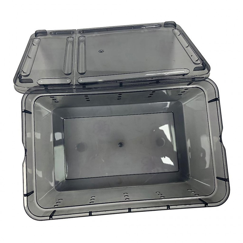 2pcs Plastic Reptile Breeding Box Spider Feeding Hatching Tank Black