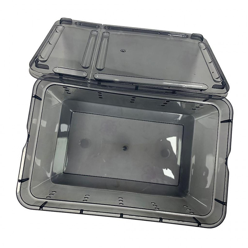 2pcs Plastic Reptile Breeding Box Spider Feeding Hatching Tank Black