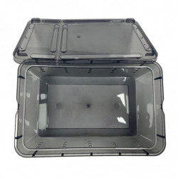 2pcs Plastic Reptile Breeding Box Spider Feeding Hatching Tank Black