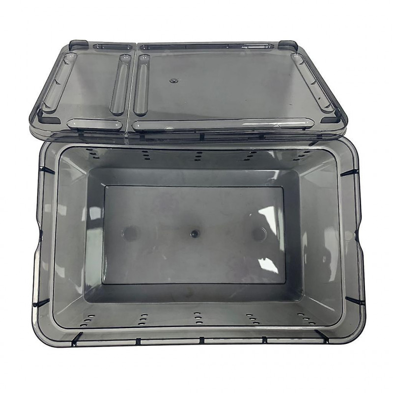 2pcs Plastic Reptile Breeding Box Spider Feeding Hatching Tank Black