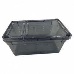 2pcs Plastic Reptile Breeding Box Spider Feeding Hatching Tank Black