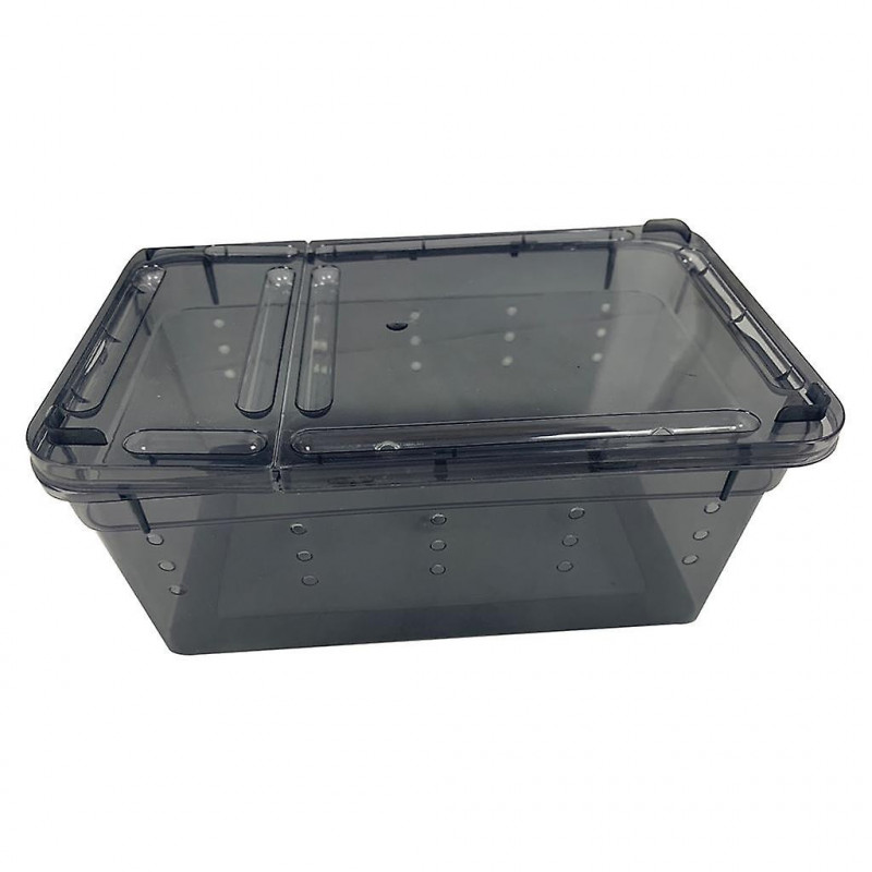 2pcs Plastic Reptile Breeding Box Spider Feeding Hatching Tank Black