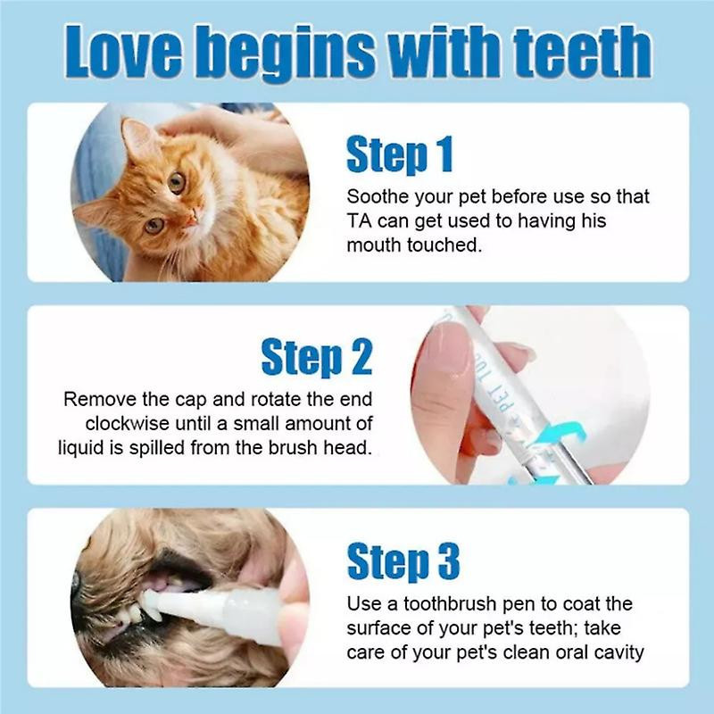 1-3x Pet Toothbrush Pen, Dog Teeth Cleaning Pen, Cat/Dog Tartar Remover for Teeth