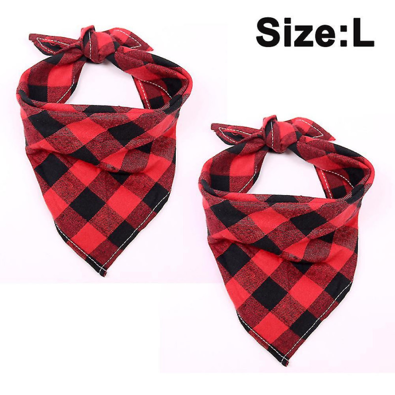 2 Pcs Dog Bandana Christmas Classic Plaid Pet Bandana Scarf