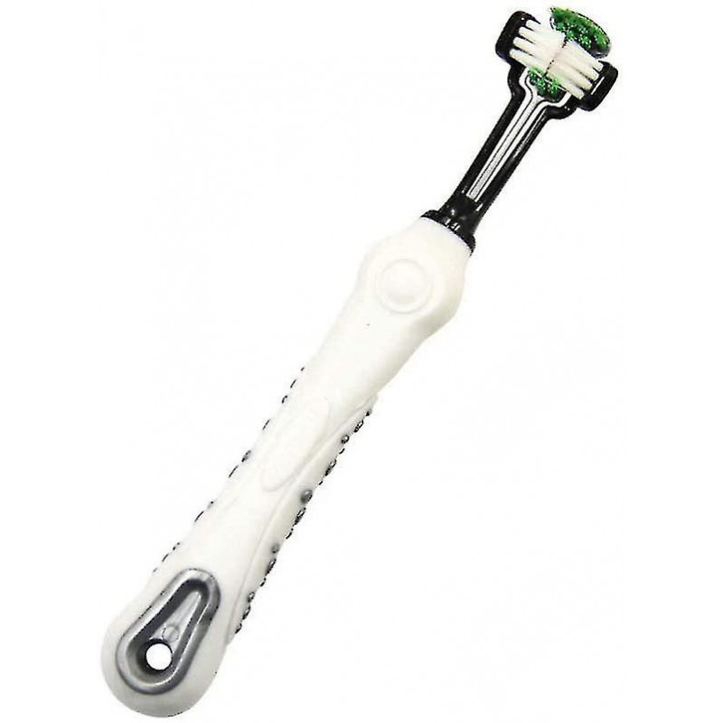 Yaju Dog Toothbrush For Pet Dental Care, Triple Head Toothbrush, Ergonomic Handle For Easy Oral(3pcs,white