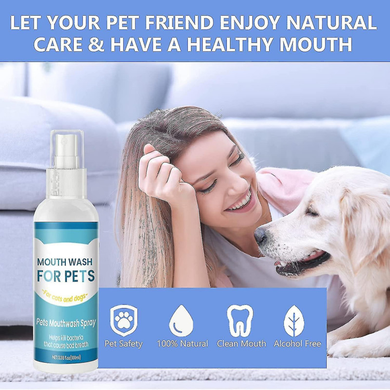 Dog Breath Freshener, Natural Fresh Breath Spray For Dog & Cat, Teeth Cleaning Spray With Aloe Vera Reduce Plaque Tartar