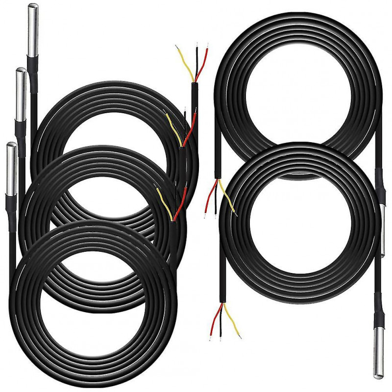 5pcs Waterproof Ds18b20 Temperature Sensor, Digital Temperature Thermal Cable Temperature (-55- +1-dt