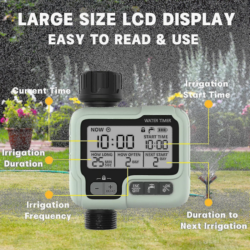 Minuterie d’arrosage minuterie d’irrigation Ipx5 Arroseur automatique manuel étanche avec grand écran LCD [...]