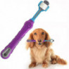 Pet Toothbrush, Three Heads Toothbrush With Non-slip Handle, Cleaning Teeth For Dogs And Cats (purple)