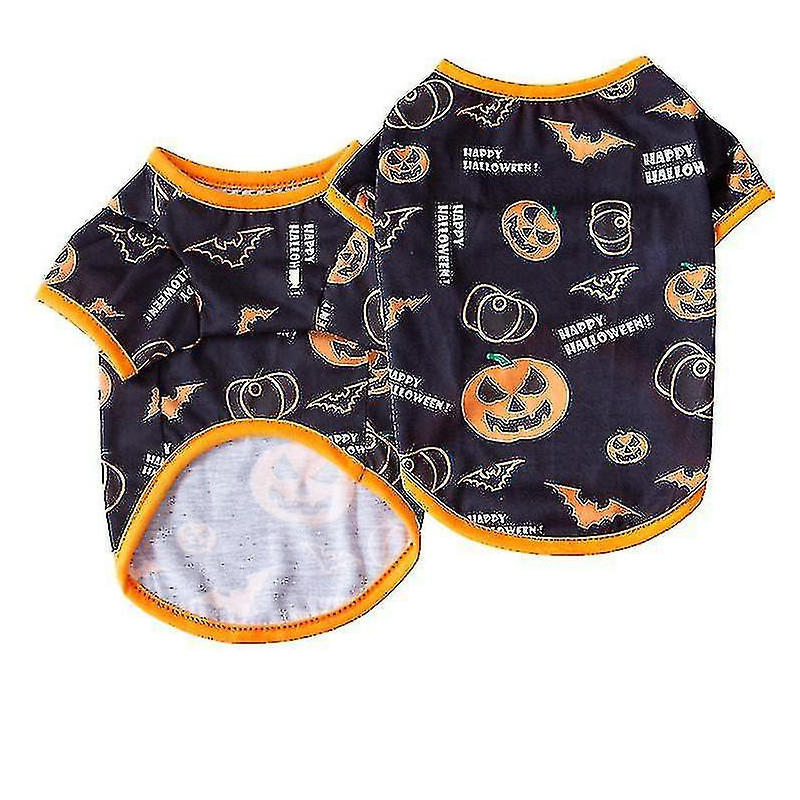 2pcs Halloween Series New Dog Clothes Autumn Pet Decoration Clothes L Size (black Bat Magic Hat)