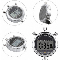 Chronomètre numérique, grand écran LCD portable étanche alarme quotidienne 1/100 secondes précision
