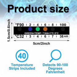 40 pièces Bandes de température Test Bandes de température adhésives 90 à 100 Fahrenheit Degré Temper