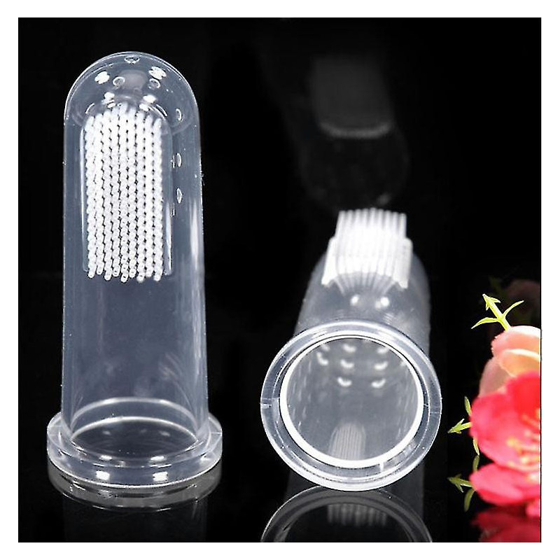 Pet Clear Milky Finger Toothbrush For Dogs And Cats