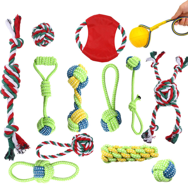 13 Pcs Dog Toys Rope Traditional Christmas Elements Dog Toothbrush Clean Teeth
