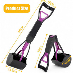 Pelle à caca pliable pour chiens et chats Pet Long Handle Pooper Scooper, facile à ramasser caca, noir et violet [...]