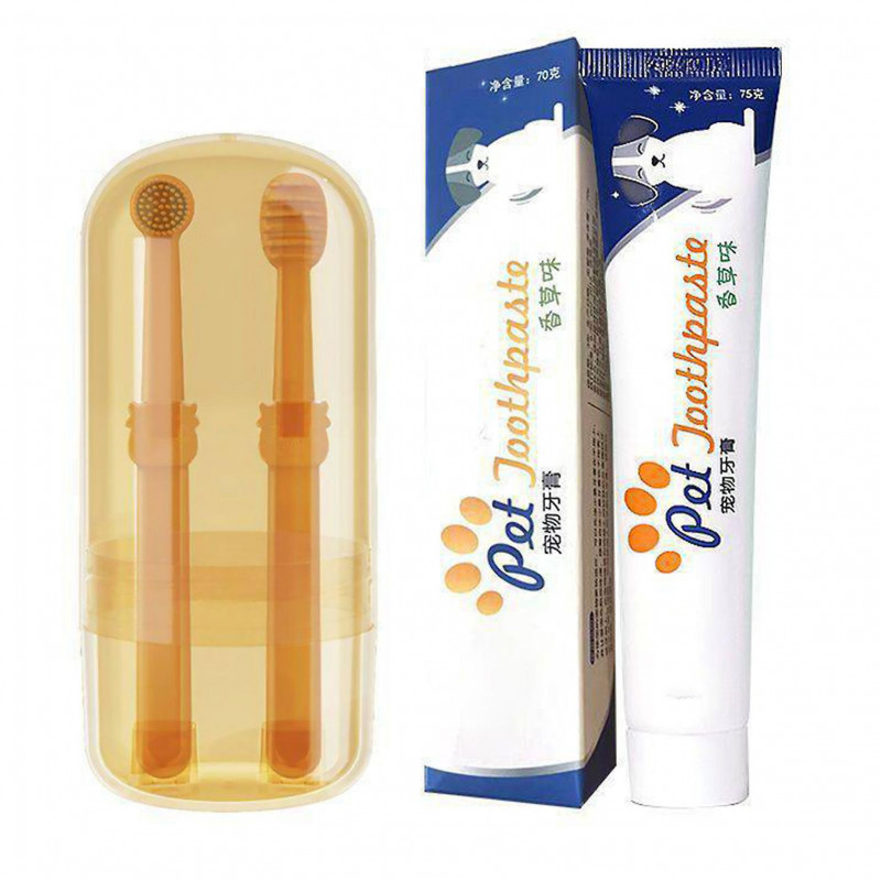 Pet Tongue Brush Set With Toothpaste Odor/tartar Removing Pet Tooth Set For House
