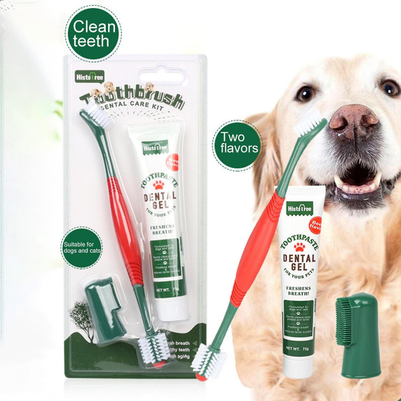 1 Set Pet Toothbrush Reduce Tartar Oral Cleaning Portable Pet Toothpaste Dog Tooth Cleaning Products
