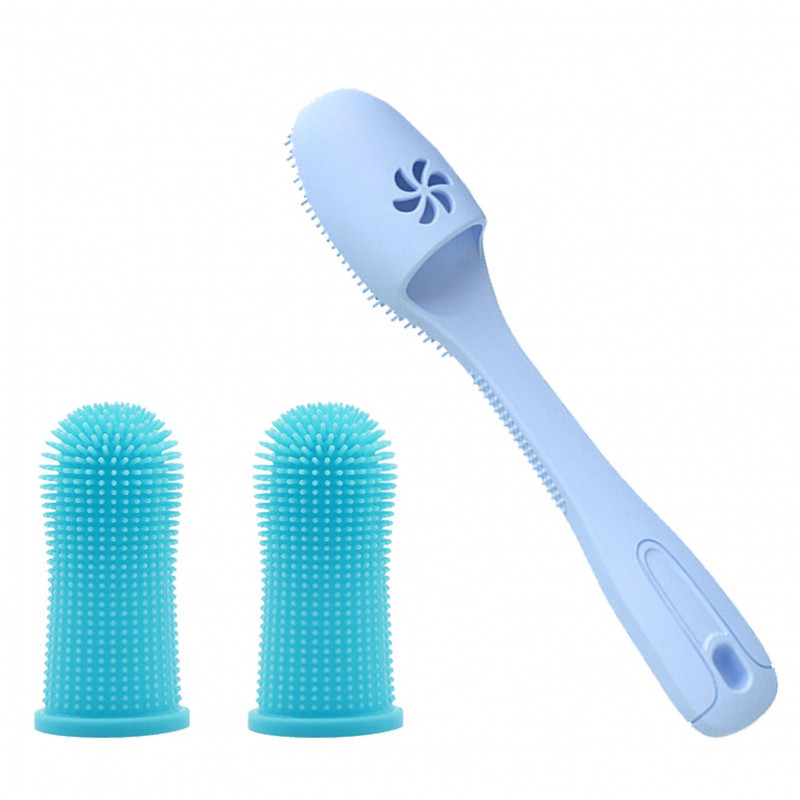 3pcs/set Teeth Cleaning Dog Finger Toothbrush Flexible Reusable Soft Silicone