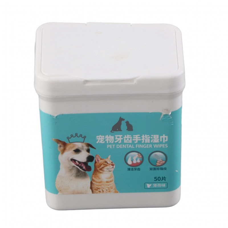 Dog Teeth Cleaning Finger Wipes for Tartar Removal and Dental Care for Cats and Dogs