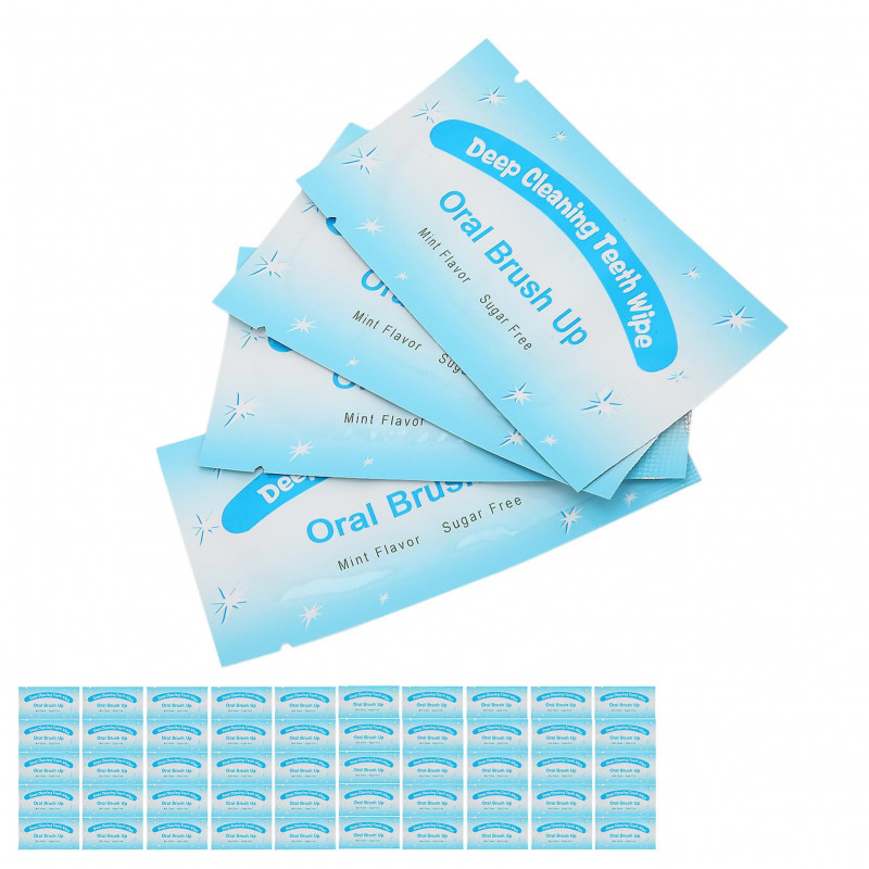 2024 50pcs Disposable Finger Teeth Wipes Travel Portable Cleaning Dirt Removal Dental Wipes