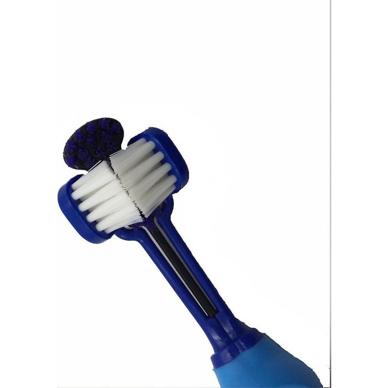 Brosse à dents pour chien pour les soins dentaires des animaux de compagnie - Triple brosse à dents - Conception [...]