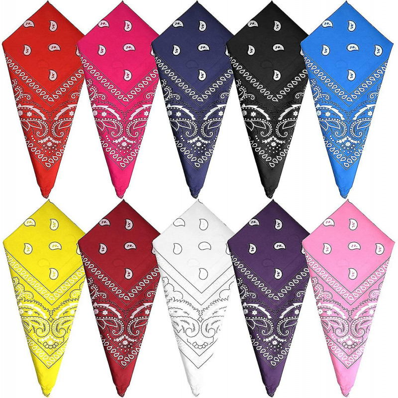 10pcs Paisley Bandanas Assortiment Cowboy Bandanas Unisexe Nouveauté Imprimer Tête Wrap Cadeau