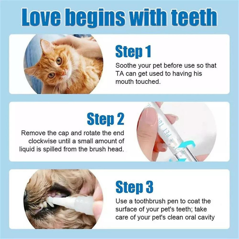 1-3X Pet Toothbrush Pen, Dog Teeth Cleaning Pen, Cat/Dog Tartar Remover for Teeth