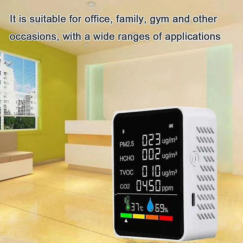 6 In1 Co2 Air Quality Monitoring Digital Temperature Sensor Tester