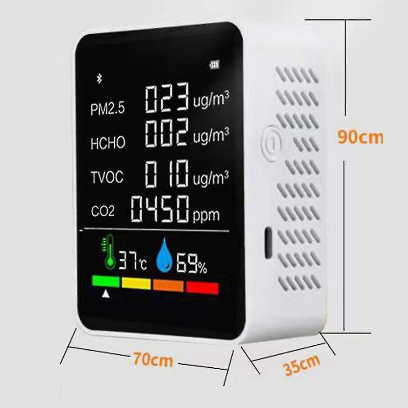 6 In1 Co2 Air Quality Monitoring Digital Temperature Sensor Tester