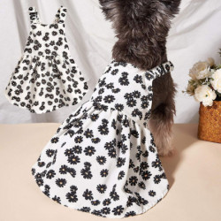 Pet Dress Super Soft Sleeveless Good Elasticity Thin Floral Print Summer Vest Dog Cat Princess Skirt