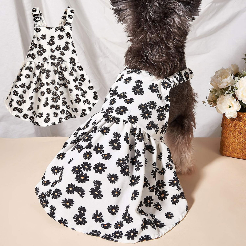 Pet Dress Super Soft Sleeveless Good Elasticity Thin Floral Print Summer Vest Dog Cat Princess Skirt