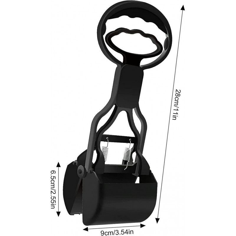 Pet Dog Pooper Scooper, With Jaw Claw, Bin For Easy Grass And Gravel (black)