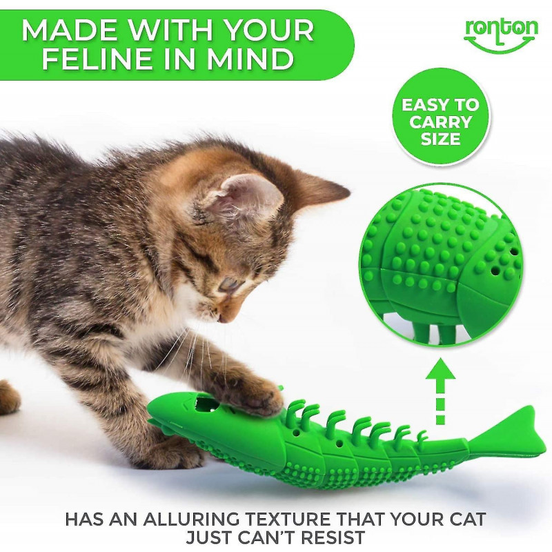 Cat Toothbrush Catnip Toy - Durable Hard Rubber - Cat Dental Care, Cat Interactive Toothbrush Chew Toy Niuniu