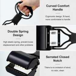 Pet Dog Pooper Scooper, With Jaw Claw, Bin For Easy Grass And Gravel (black)