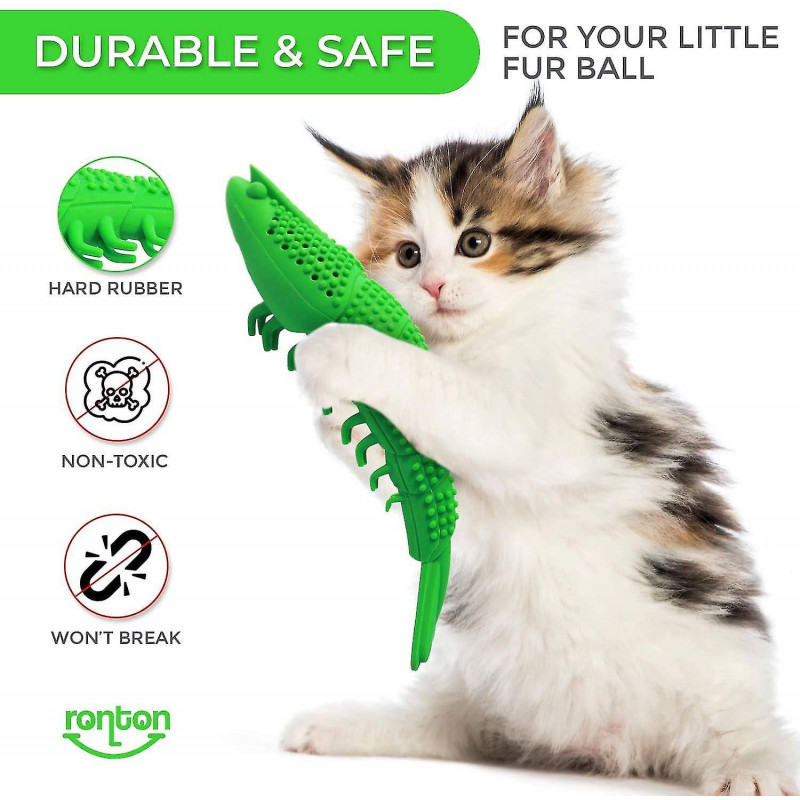 Cat Toothbrush Catnip Toy - Durable Hard Rubber - Cat Dental Care, Cat Interactive Toothbrush Chew Toy Niuniu