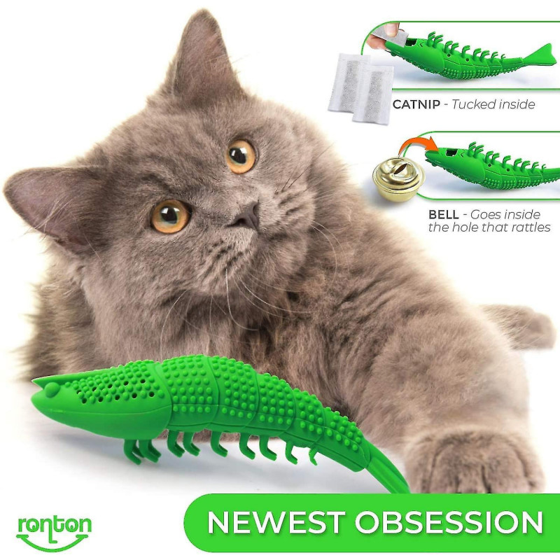 Cat Toothbrush Catnip Toy - Durable Hard Rubber - Cat Dental Care, Cat Interactive Toothbrush Chew Toy Niuniu